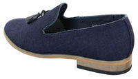 Galax GH3126 - Muške slip-on cipele s resicama, mokasinke, lagane, elegantne, ležerne, crne, plave, talijanske
