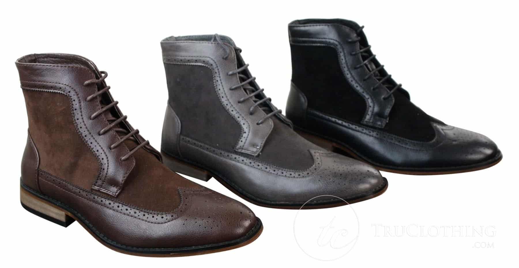 Muške Chelsea smeđe gležnjače od kože i antilopa, talijanske elegantne ležerne s vezicama, retro