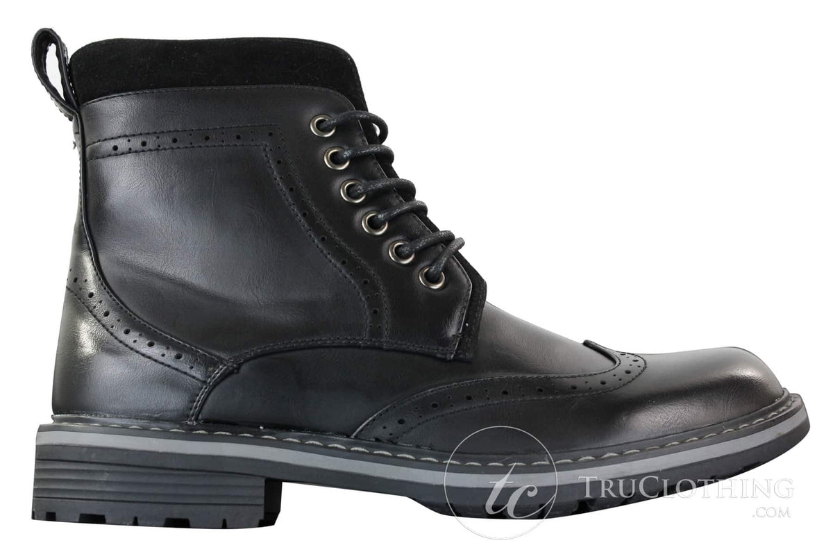 Galax GLX3521 Muške smeđe crne brogue čizme od kože i brušene kože, kaubojske, elegantne i ležerne