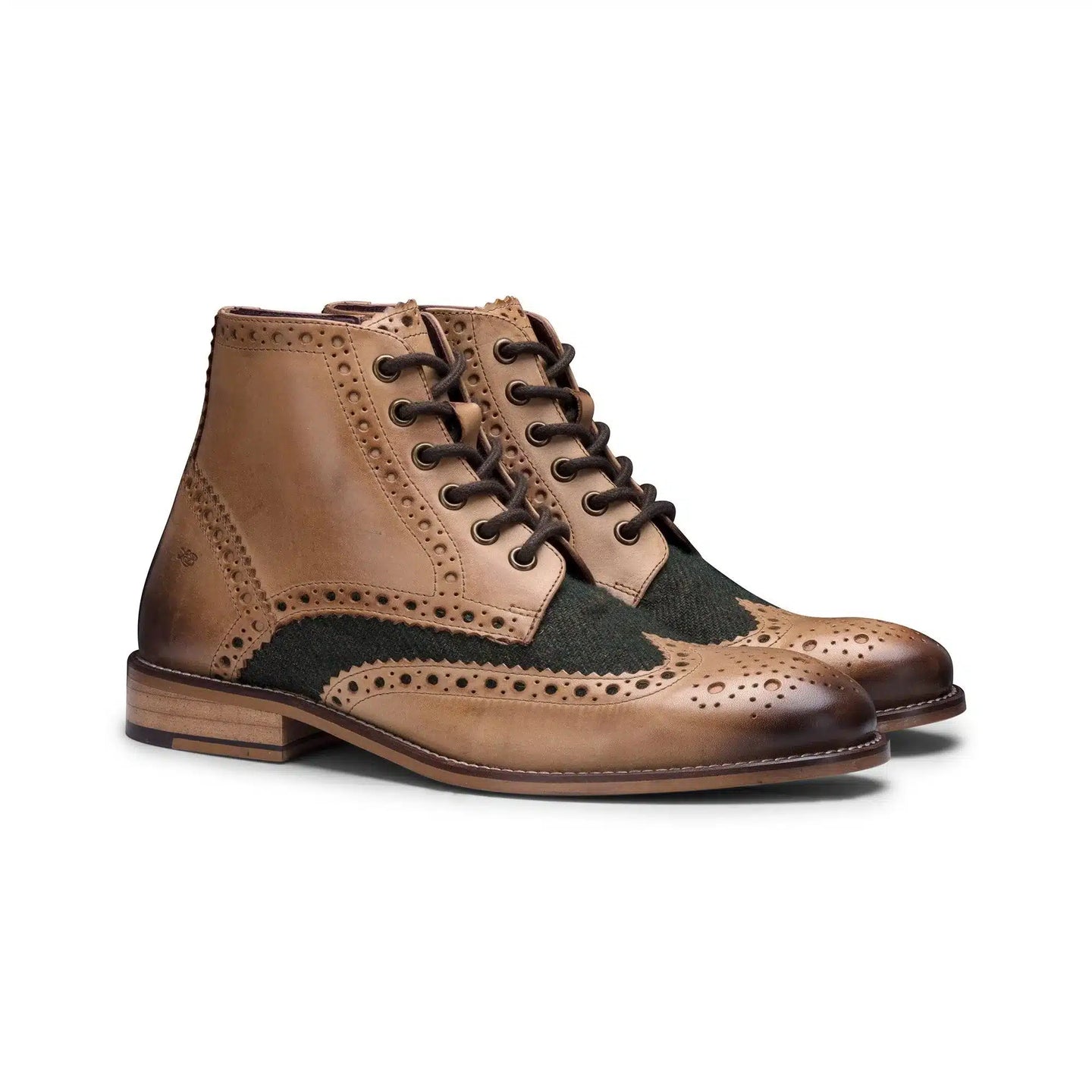 Muške vintage čizme od prave kože, brogue čizme od brušene kože i tvida s vezicama iz 1920-ih, elegantne formalne cipele