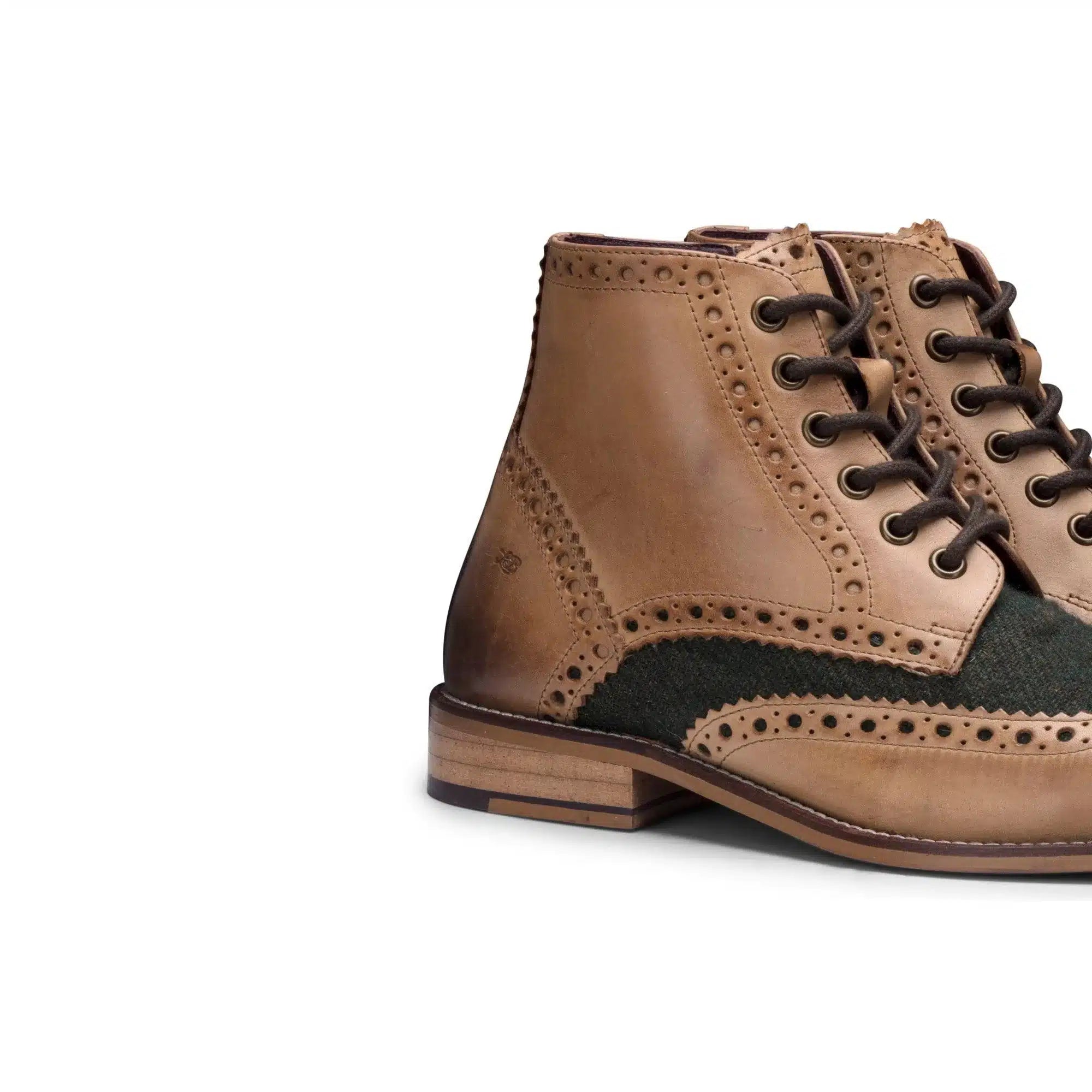 Muške vintage čizme od prave kože, brogue čizme od brušene kože i tvida s vezicama iz 1920-ih, elegantne formalne cipele