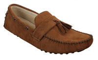 Muške antilop smeđe tamnoplave mokasine s resama, cipele za vožnju, mokasine, kožne slip-on cipele