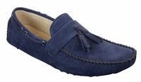 Muške antilop smeđe tamnoplave mokasine s resama, cipele za vožnju, mokasine, kožne slip-on cipele