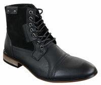 Galax GLX3516 Muške Retro Vintage Urbane Gležnjače Uske Kožne Brušene Čizme s Vezicama Smart Casual