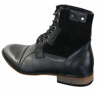 Galax GLX3516 Muške Retro Vintage Urbane Gležnjače Uske Kožne Brušene Čizme s Vezicama Smart Casual