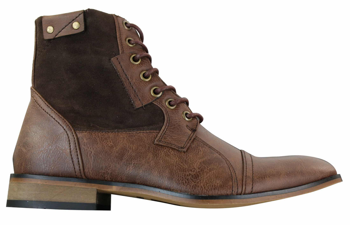 Galax GLX3516 Muške Retro Vintage Urbane Gležnjače Uske Kožne Brušene Čizme s Vezicama Smart Casual