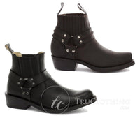 Unisex gležnjače od prave kože, bajkerske, rock, punk, Grinders, kopča, kaubojske, jahačke