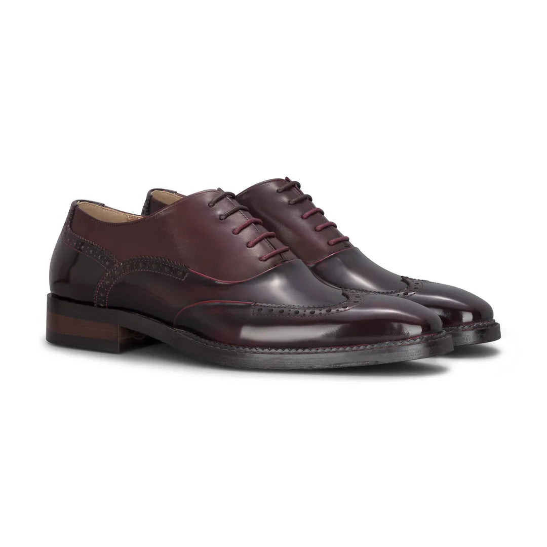 Harry - Muške lakirane brogue cipele boje vina