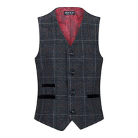 Dječačko sivo crno odijelo od tvida s uzorkom riblje kosti, vino, vintage, retro
