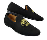 Fiorello HD0112-04 - Muške crne Iconic Medusa Slip-On mokasine Mokasine za vožnju od PU antilopa talijanskog porijekla
