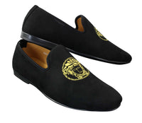 Fiorello HD0112-04 - Muške crne Iconic Medusa Slip-On mokasine Mokasine za vožnju od PU antilopa talijanskog porijekla