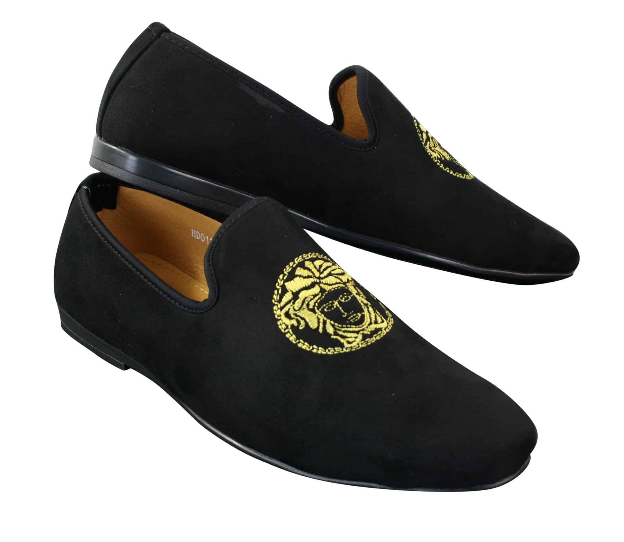 Fiorello HD0112-04 - Muške crne Iconic Medusa Slip-On mokasine Mokasine za vožnju od PU antilopa talijanskog porijekla