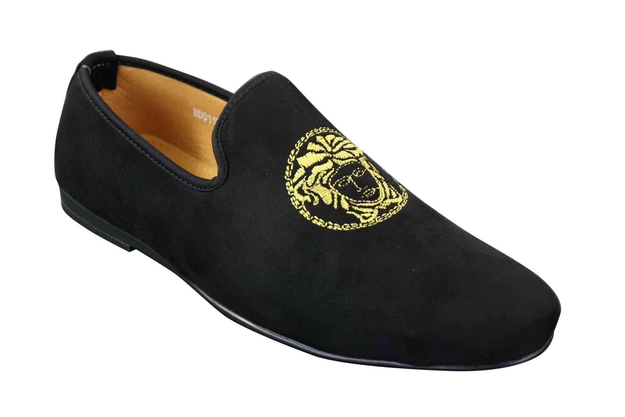 Fiorello HD0112-04 - Muške crne Iconic Medusa Slip-On mokasine Mokasine za vožnju od PU antilopa talijanskog porijekla
