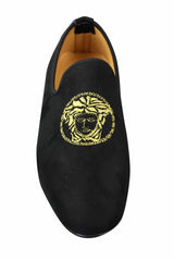 Fiorello HD0112-04 - Muške crne Iconic Medusa Slip-On mokasine Mokasine za vožnju od PU antilopa talijanskog porijekla