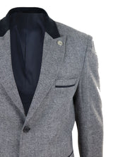 Tvid kaput 3/4 s uzorkom riblje kosti - sivi