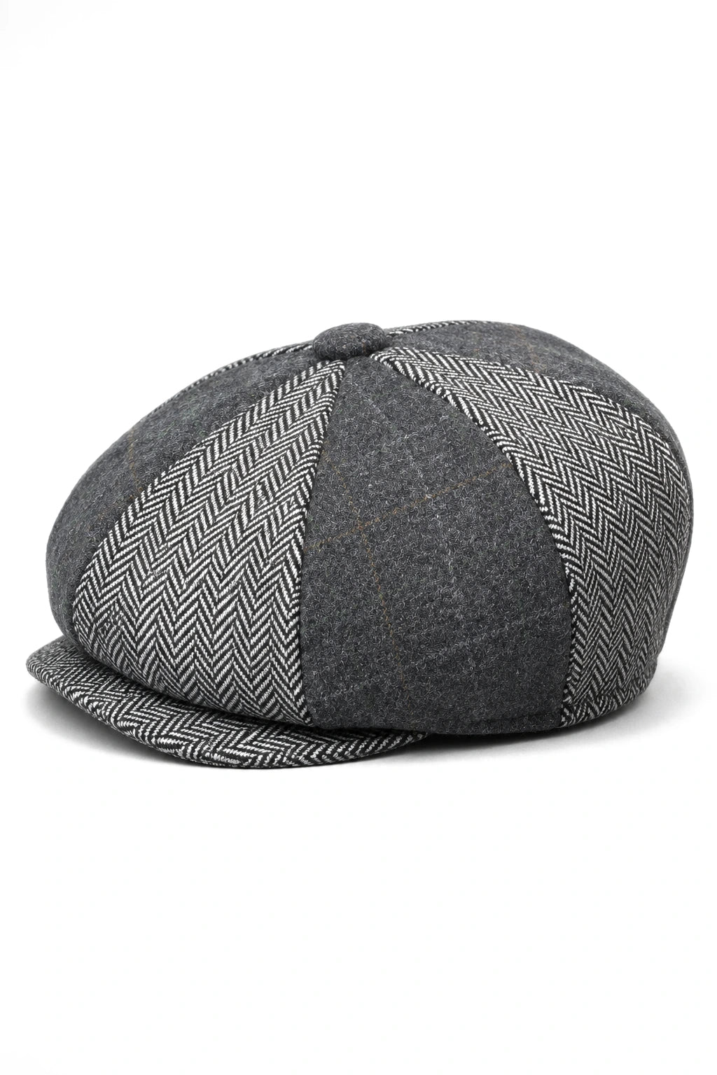 HT6325 - Muški šešir Newsboy s 8 panela i uzorkom riblje kosti