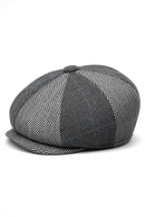 HT6325 - Muški šešir Newsboy s 8 panela i uzorkom riblje kosti