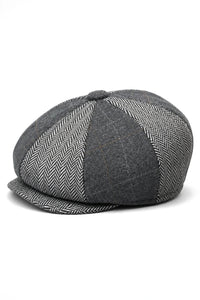 HT6325 - Muški šešir Newsboy s 8 panela i uzorkom riblje kosti