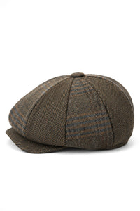 HT6325 - Muški šešir Newsboy s 8 panela i uzorkom riblje kosti