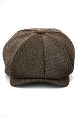 HT6325 - Muški šešir Newsboy s 8 panela i uzorkom riblje kosti