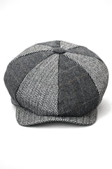 HT6325 - Muški šešir Newsboy s 8 panela i uzorkom riblje kosti