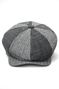 HT6325 - Muški šešir Newsboy s 8 panela i uzorkom riblje kosti