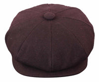 HT6363 - Muška vintage tweed kapa Newsboy Peaky Blinders - smeđa/boja vina