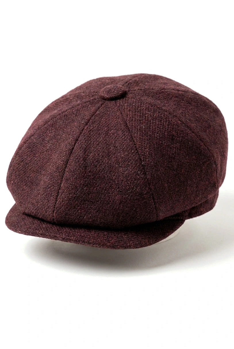 HT6363 - Muška vintage tvid kapa Newsboy Peaky Blinders - smeđa/boja vina