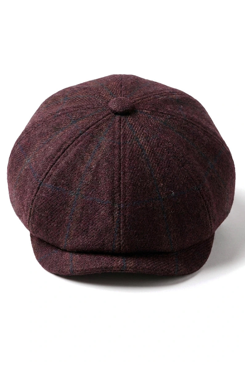 HT6363 - Muška vintage tvid kapa Newsboy Peaky Blinders - smeđa/boja vina