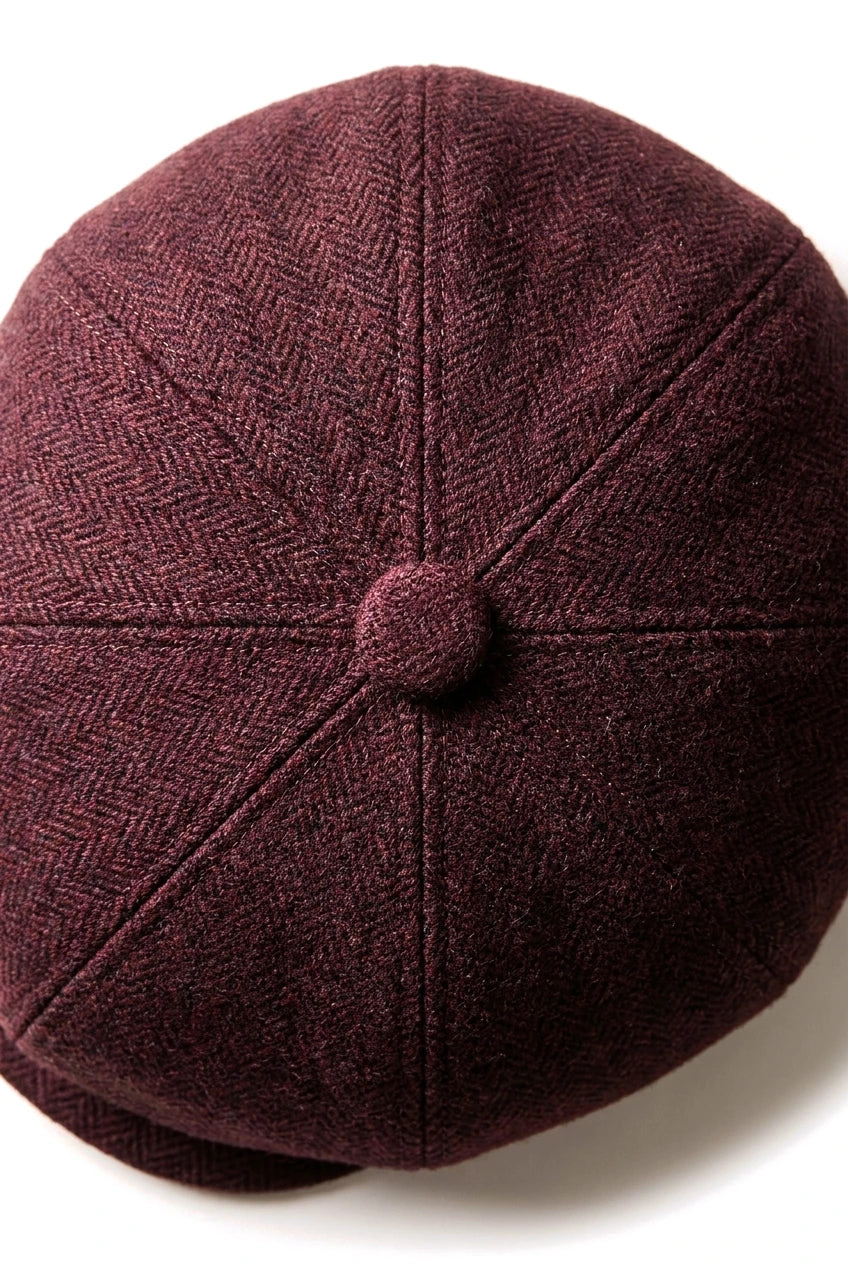HT6363 - Muška vintage tvid kapa Newsboy Peaky Blinders - smeđa/boja vina