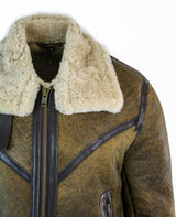 Infinity EK01 Muška Sherling jakna od prave ovčje kože, vikinška vintage RAF jakna, smeđe krem krzno