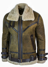 Infinity EK01 Muška Sherling jakna od prave ovčje kože, vikinška vintage RAF jakna, smeđe krem krzno