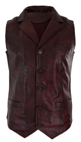 Muški prsluk od prave kože, smeđe boje, crne, elegantne i ležerne boje, vintage retro-bordo boje