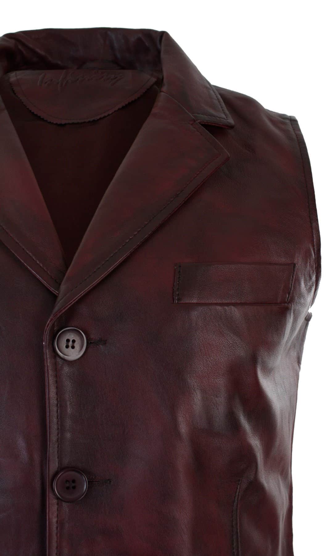 Muški prsluk od prave kože, smeđe boje, crne, elegantne i ležerne boje, vintage retro-bordo boje