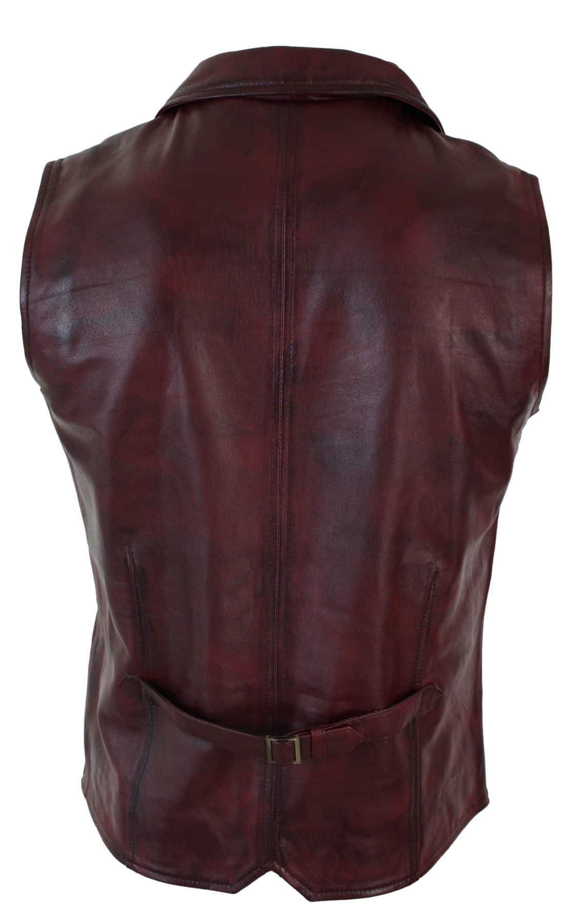 Muški prsluk od prave kože, smeđe boje, crne, elegantne i ležerne boje, vintage retro-bordo boje