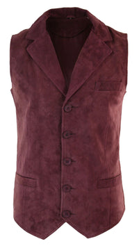 Muški pravi antilop kožni bordo elegantni ležerni prsluk vintage retro stila