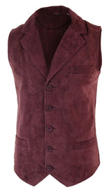 Muški pravi antilop kožni bordo elegantni ležerni prsluk vintage retro stila