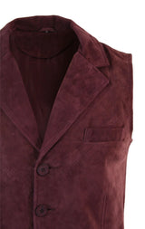 Muški pravi antilop kožni bordo elegantni ležerni prsluk vintage retro stila