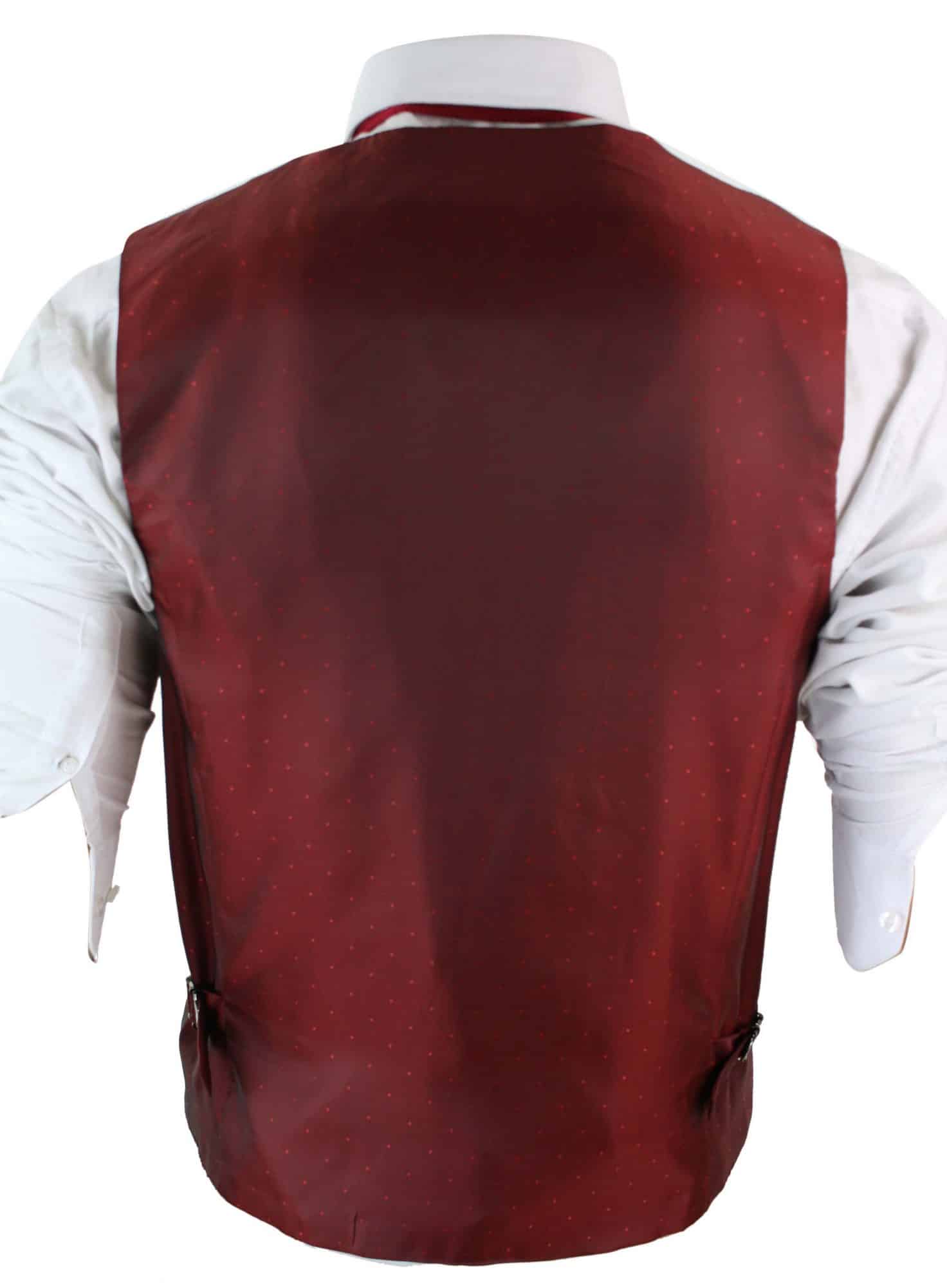Marc Darcy Len Mati - Muški uski kroj, bordo, kestenjasti, crni, tvidasti vintage retro prsluk s uzorkom riblje kosti