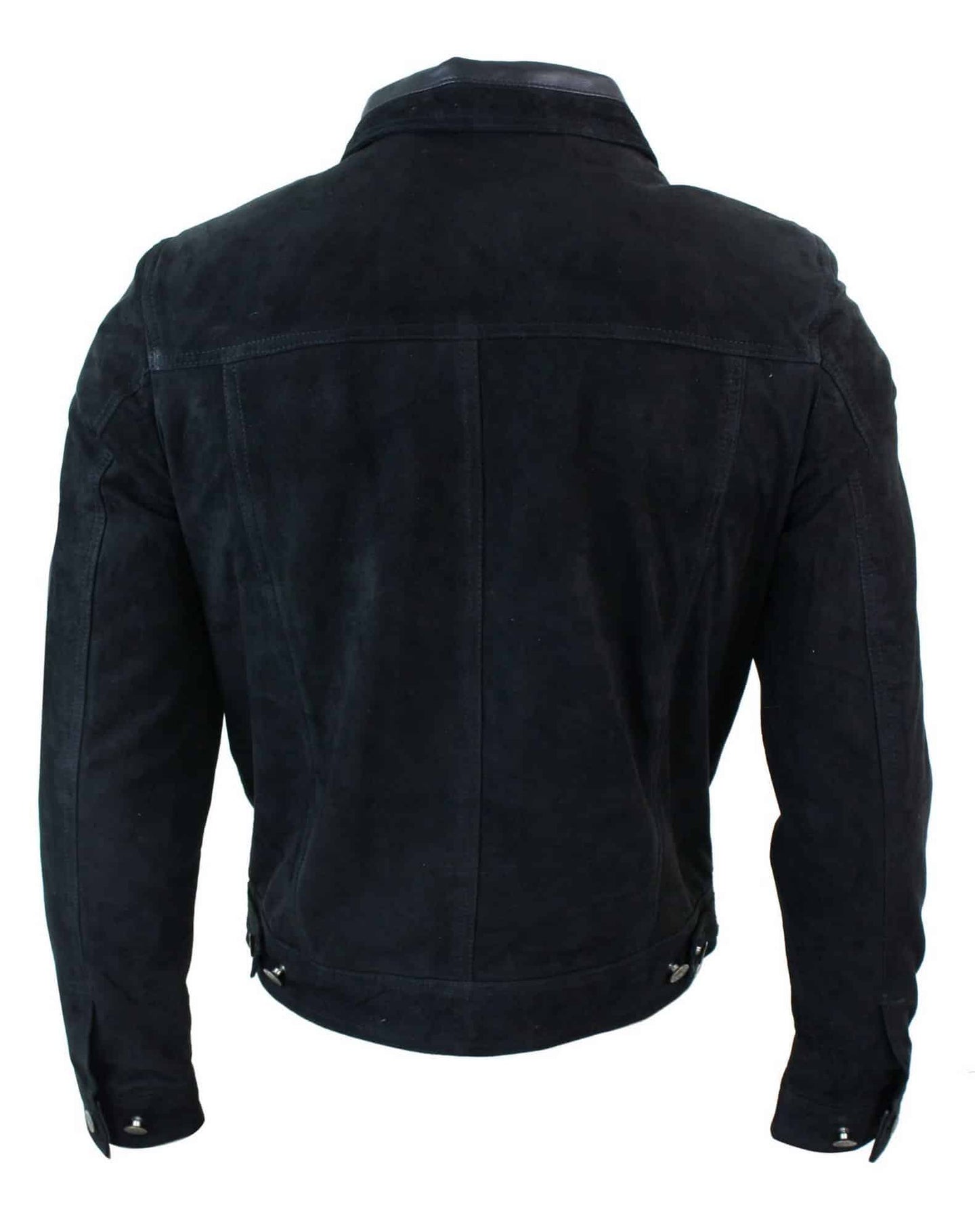 Muška kratka traper jakna od prave kože, vintage stil, retro, ležerna - crna