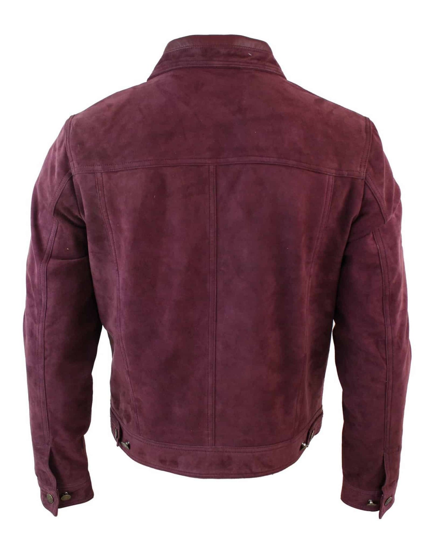 Muška kratka traper jakna od prave kože, vintage stil, retro, ležerna - bordo boja