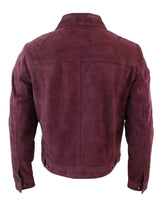 Muška kratka traper jakna od prave kože, vintage stil, retro, ležerna - bordo boja
