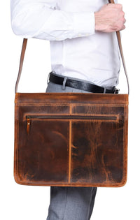 Torba za laptop od prave kože - do 15" - smeđa