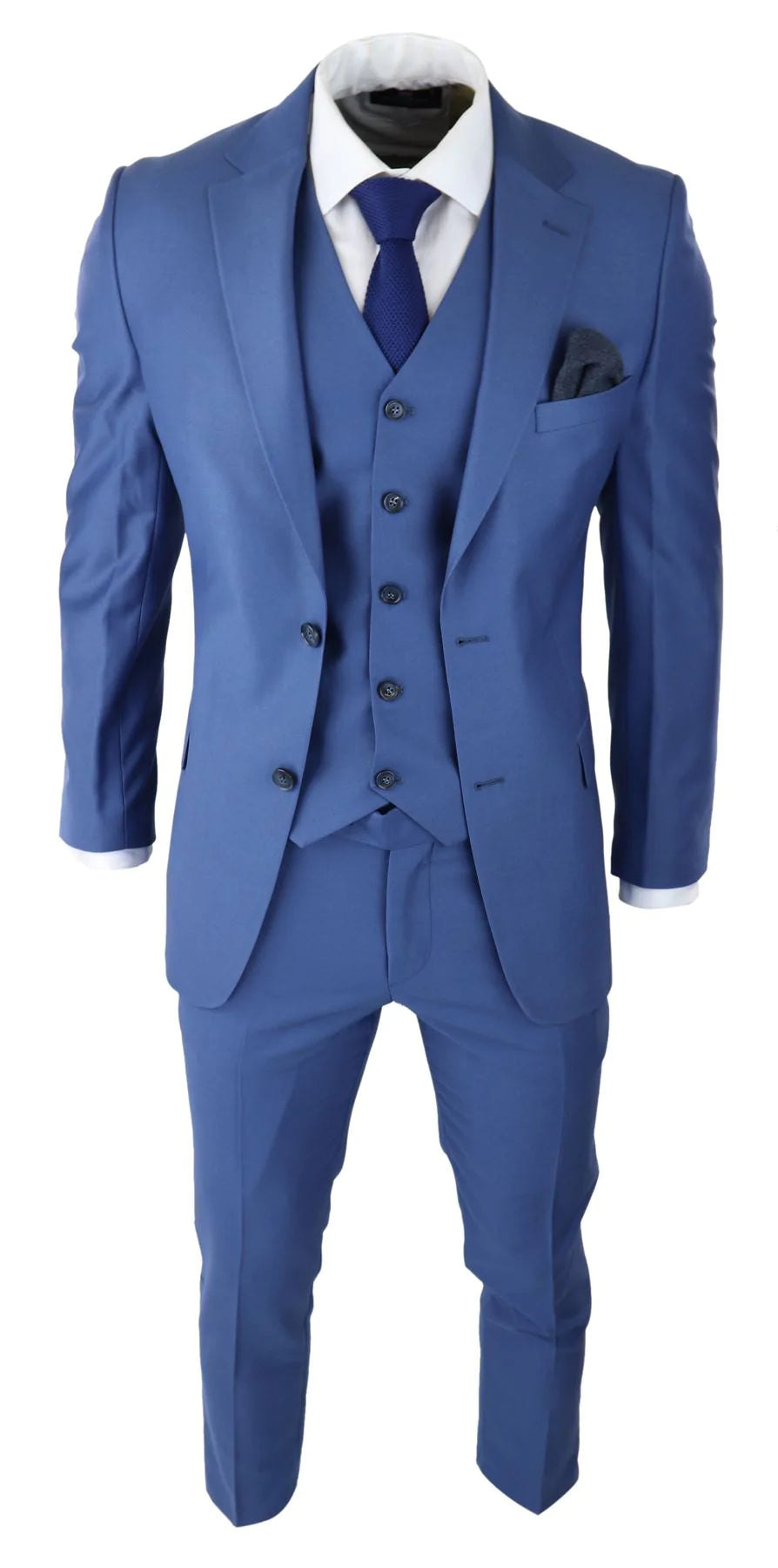 Muško klasično svijetloplavo odijelo od 3 dijela, uski kroj, vintage retro, elegantno, svečano, vjenčano