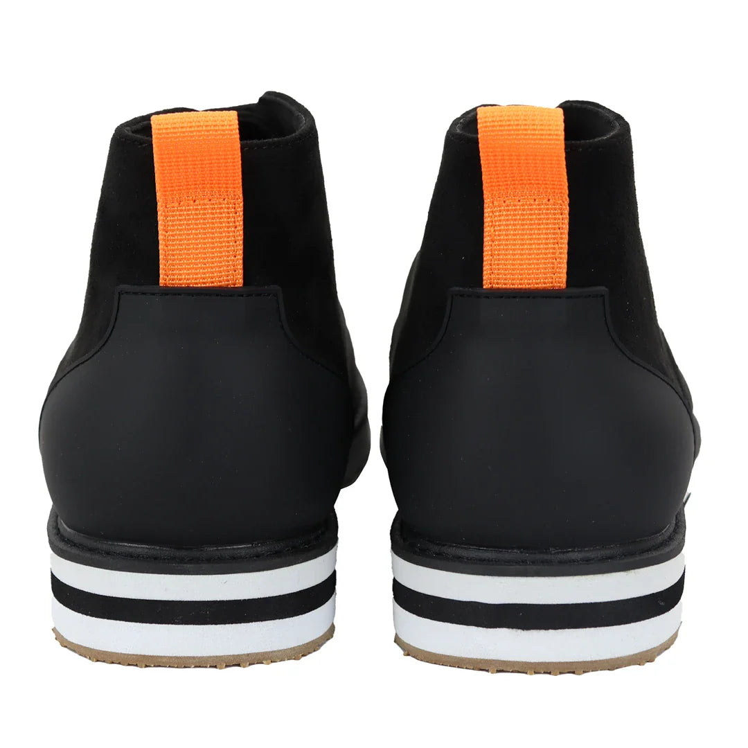 Muške crne čizme od brušene kože s vezicama