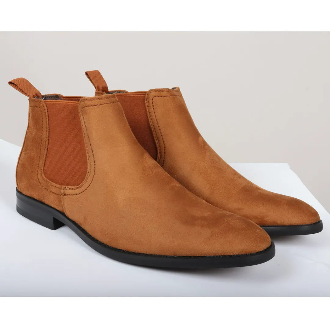 Muške slip-on čizme Chelsea od brušene kože, smeđe boje