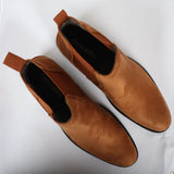 Muške slip-on čizme Chelsea od brušene kože, smeđe boje