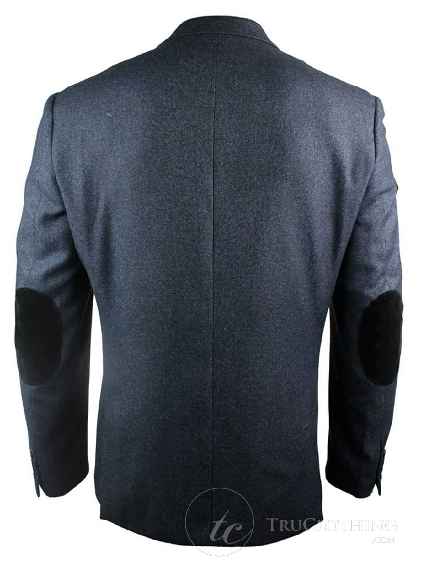 Muški tamnoplavi vintage twead sako od crnog baršuna, elegantno-ležerni