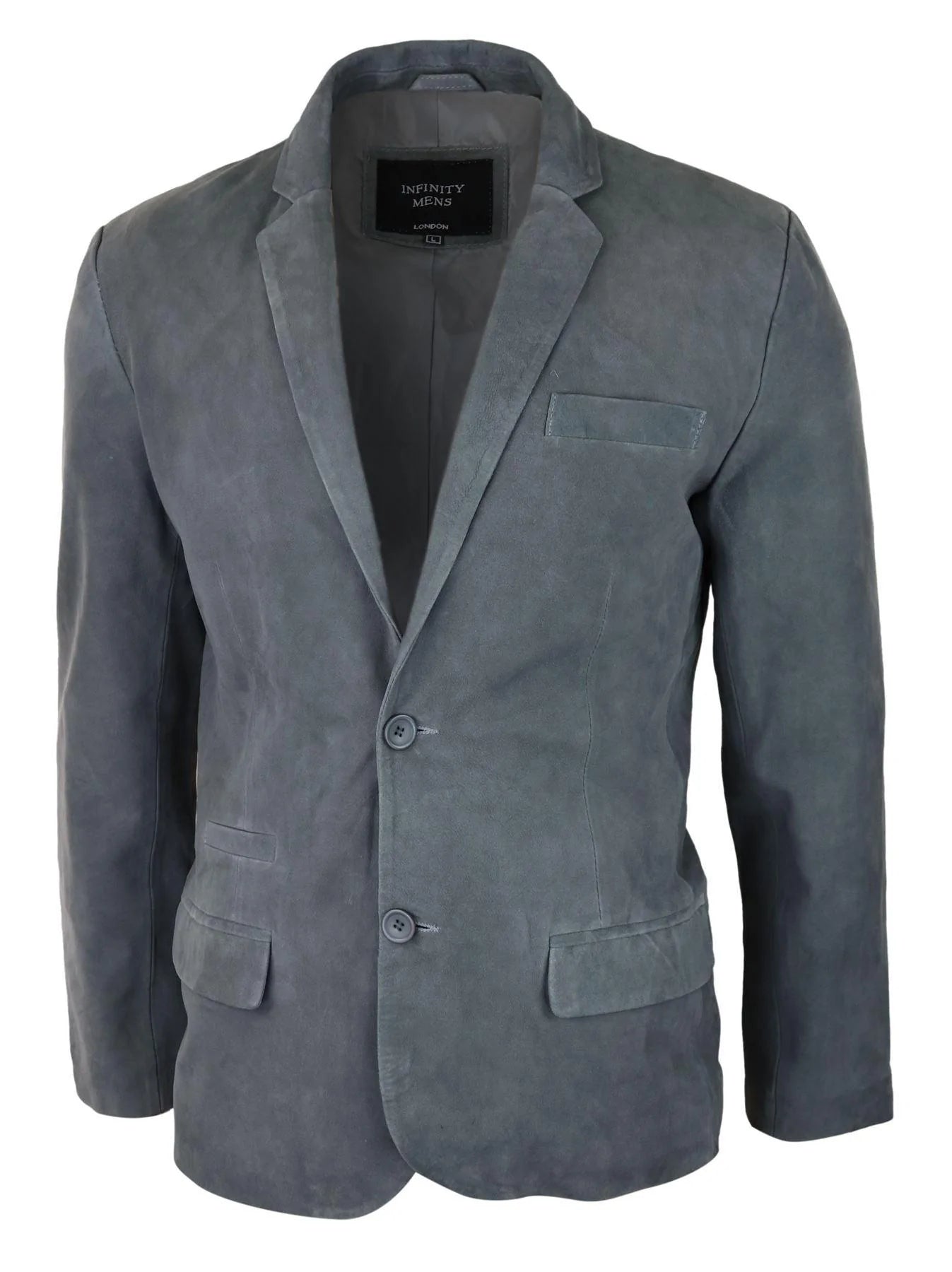 Muška jakna od prave antilop kože, klasična vintage elegantna ležerna, siva