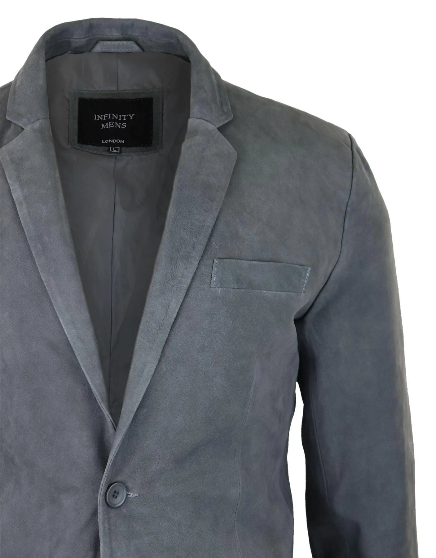 Muška jakna od prave antilop kože, klasična vintage elegantna ležerna, siva